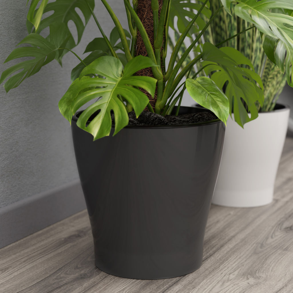 Горшок цветочный "Лея" 17л двойной (с автополивом) (графитовый) М8866