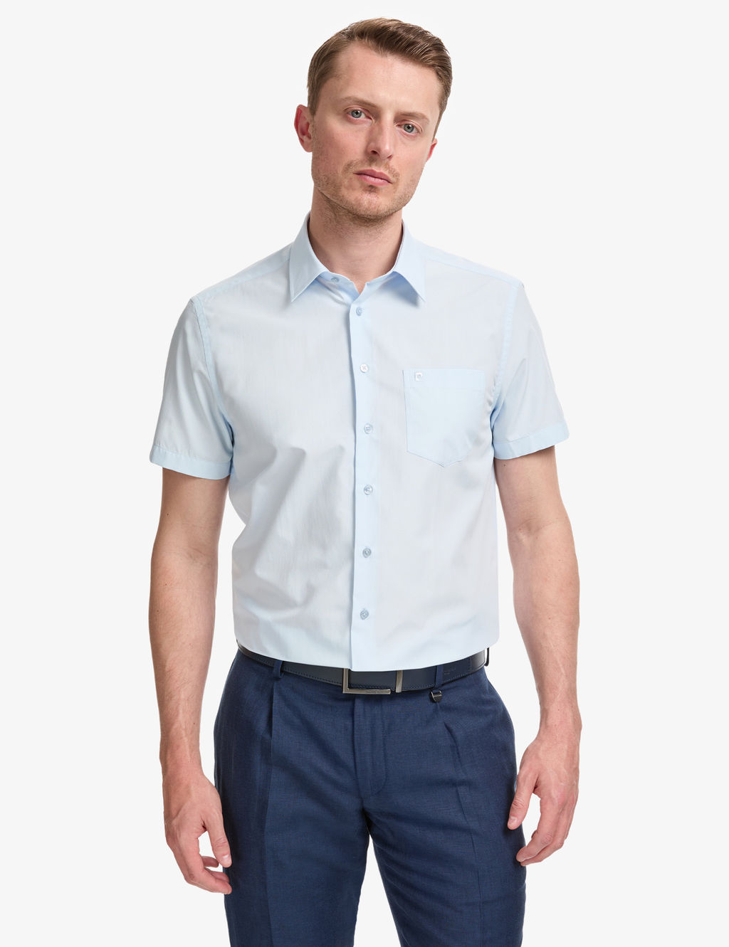 A__k Mavi Regular Fit K_sa Kollu G_mlek
