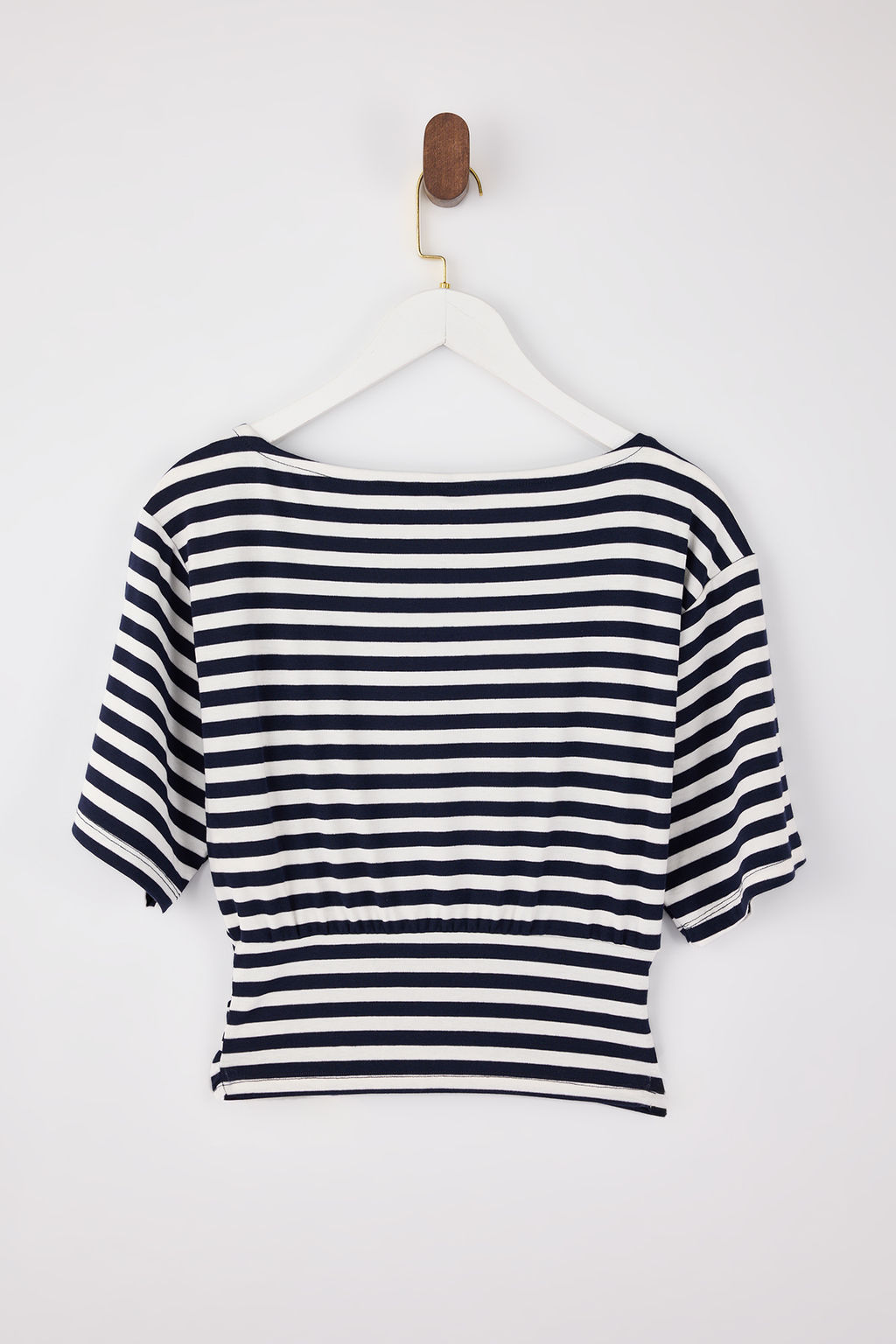 Lacivert Cizgili Regular/Normal Kal?p Asimetrik Yaka Yumusak Orme Bluz TWOSS26BZ00097