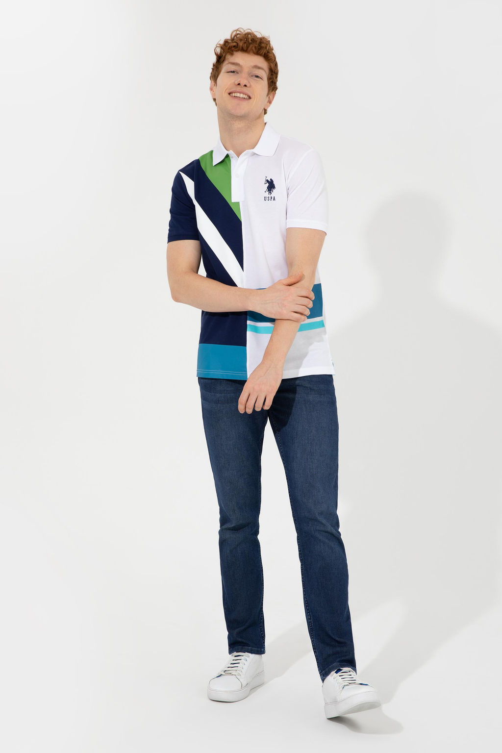 Мужская темно-синяя футболка с воротником-поло - U.s. polo assn фото 10