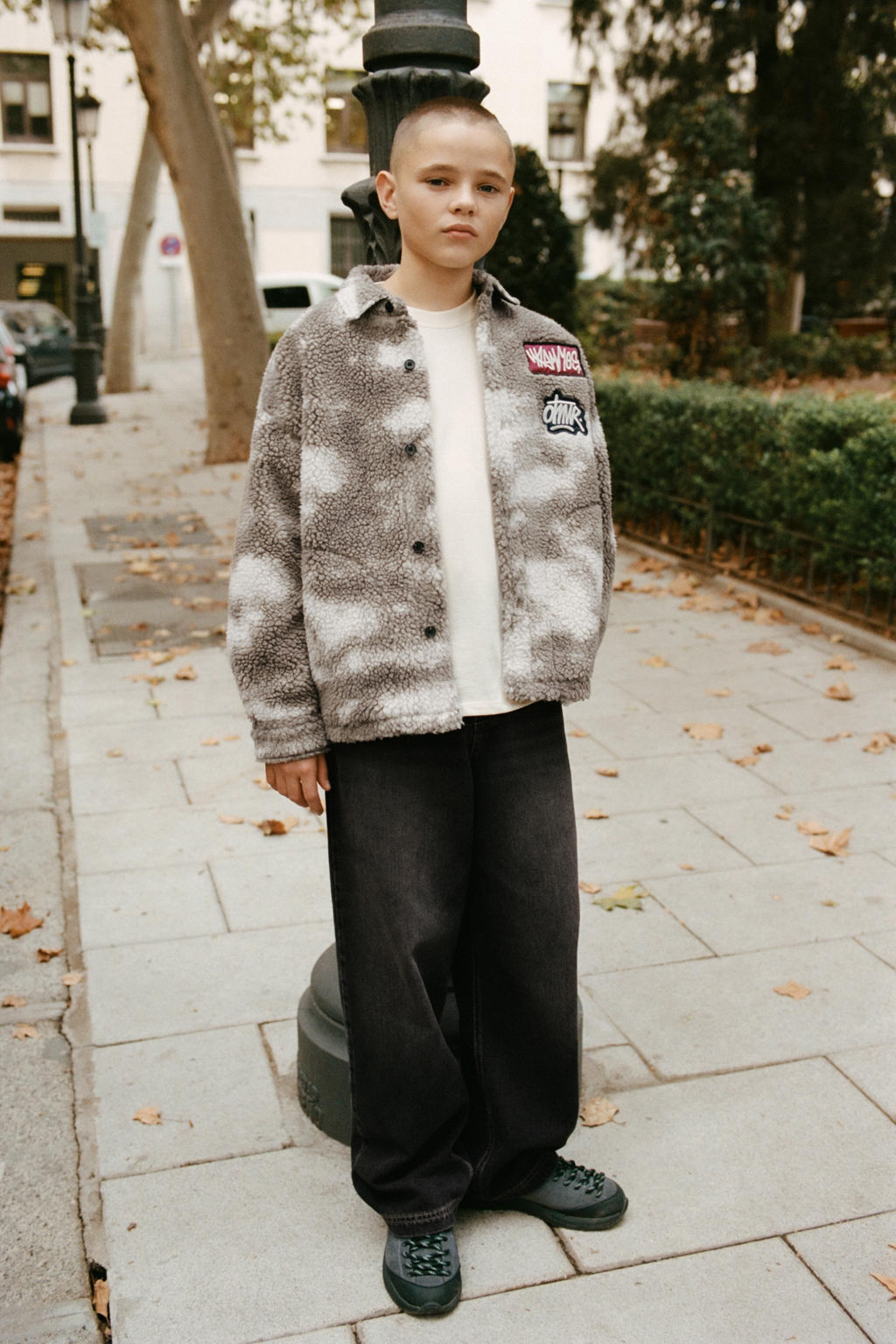 TIE-DYE FAUX SHEARLING OVERSHIRT WITH PATCHES - Zara фото 10