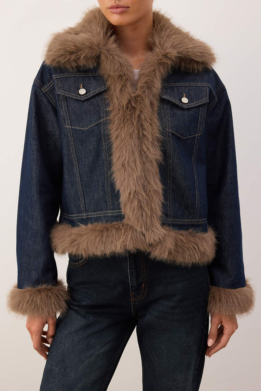 Mavi Kurklu Denim Kot Renk Vermeyen Ceket TWOAW26CE00059