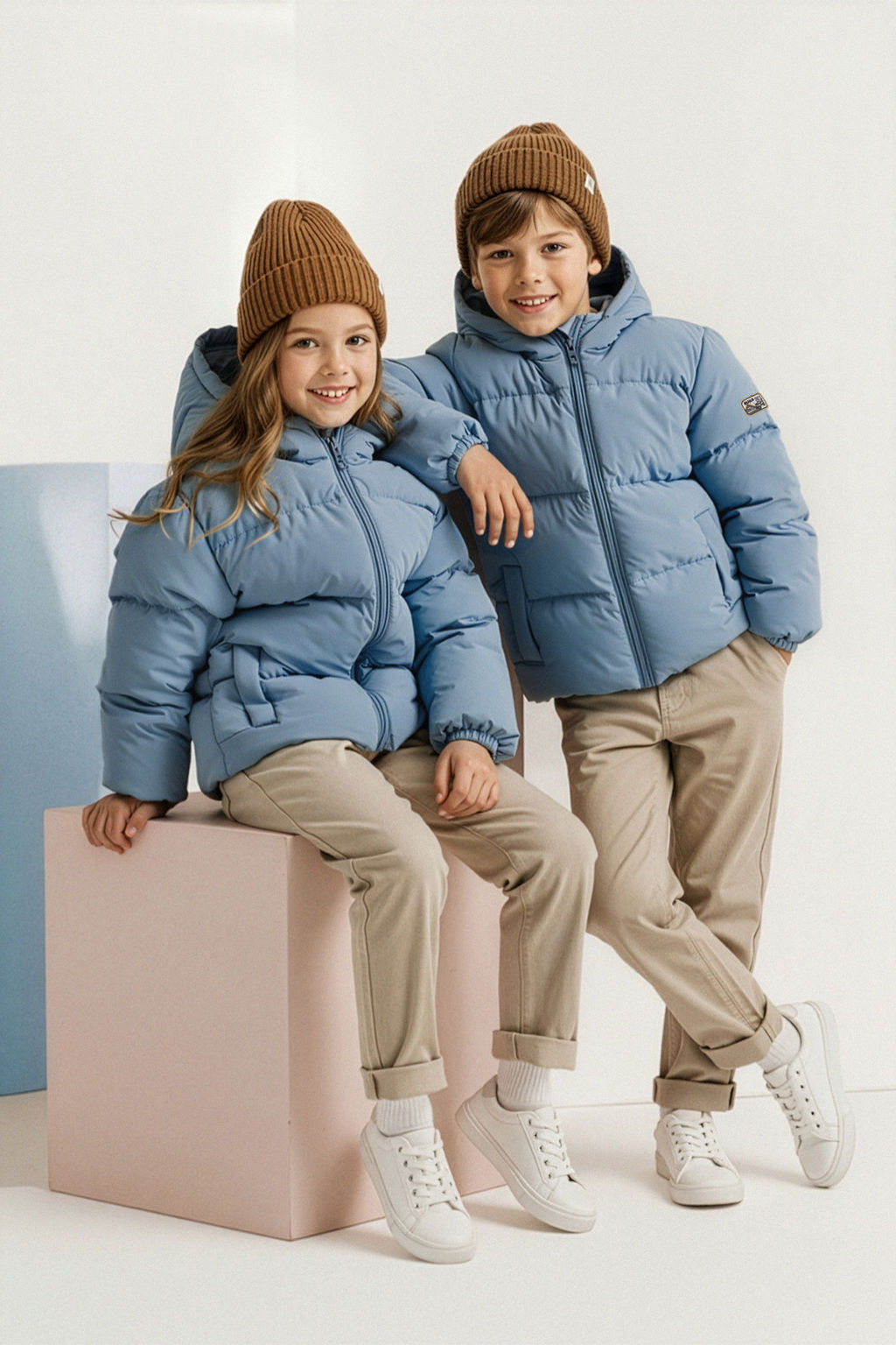 Lacivert Duz/Basic Kal?n Kapusonlu Regular Unisex Cocuk Mont TKDAW26MO00014 - Trendyolmilla фото 7