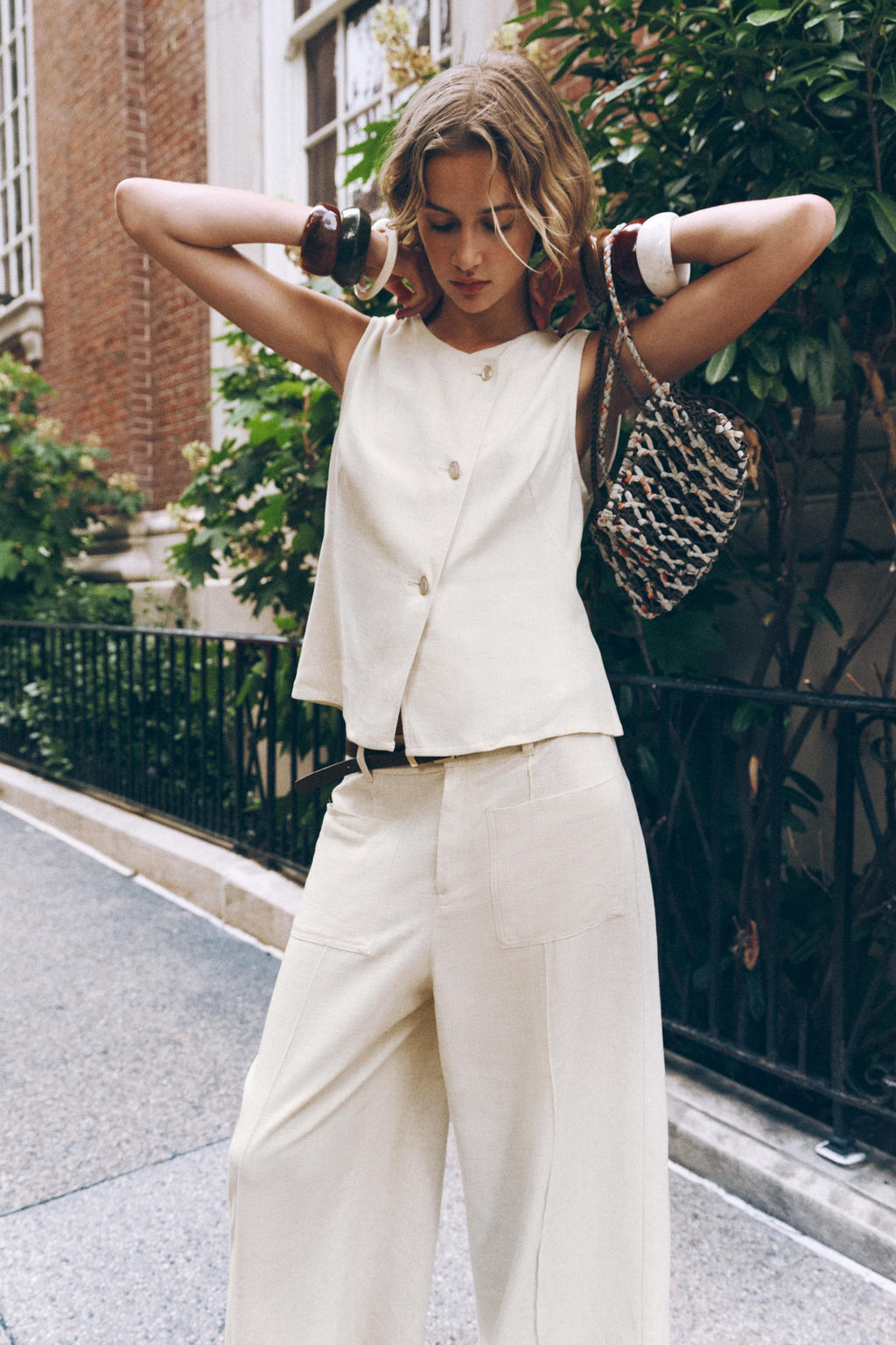 LINEN BLEND CULOTTES WITH BELT - Zara фото 2