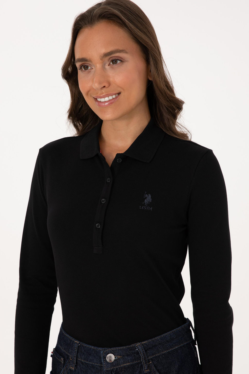 Kad_n Siyah Basic Polo Yaka Sweatsh_rt - U.s. polo assn фото 2