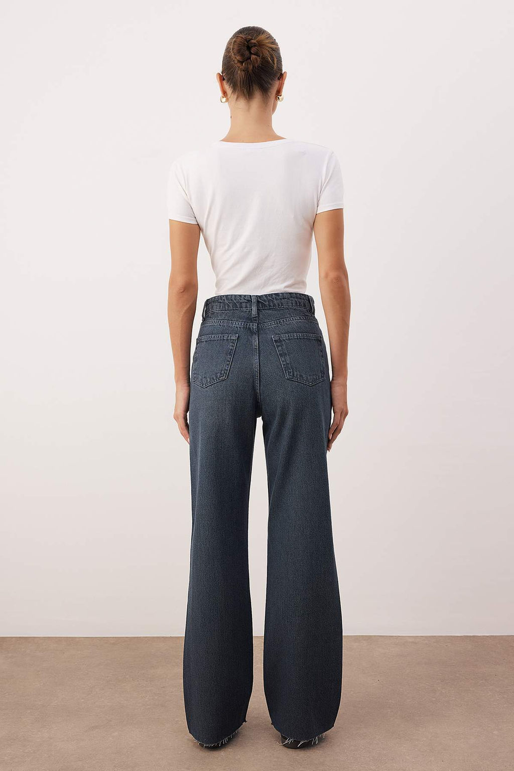 Mavi-Gri Yuksek Bel Genis Paca Wide Leg Jeans TWOAW26JE00113 - Trendyolmilla фото 7