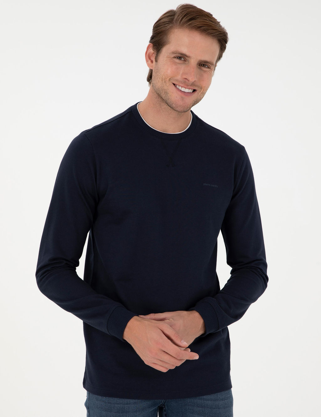 Lacivert Regular Fit Bisiklet Yaka Basic Sweatshirt - Pierre cardin фото 3