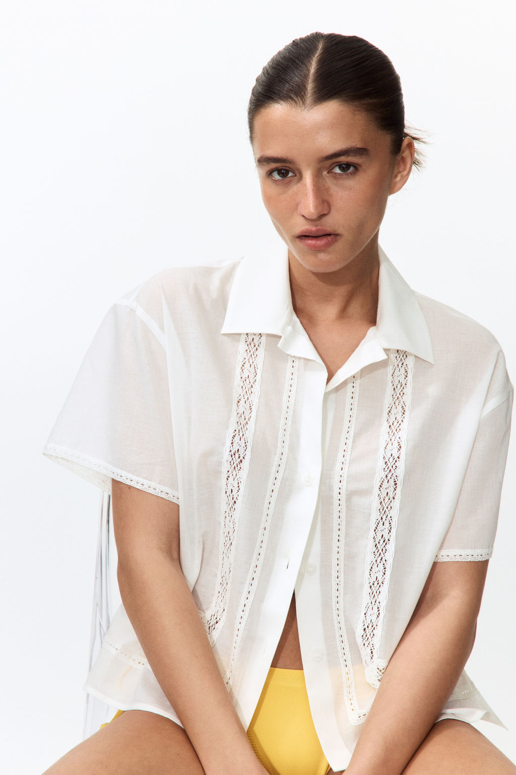 Camisa playera con ribete de encaje - H&m фото 2
