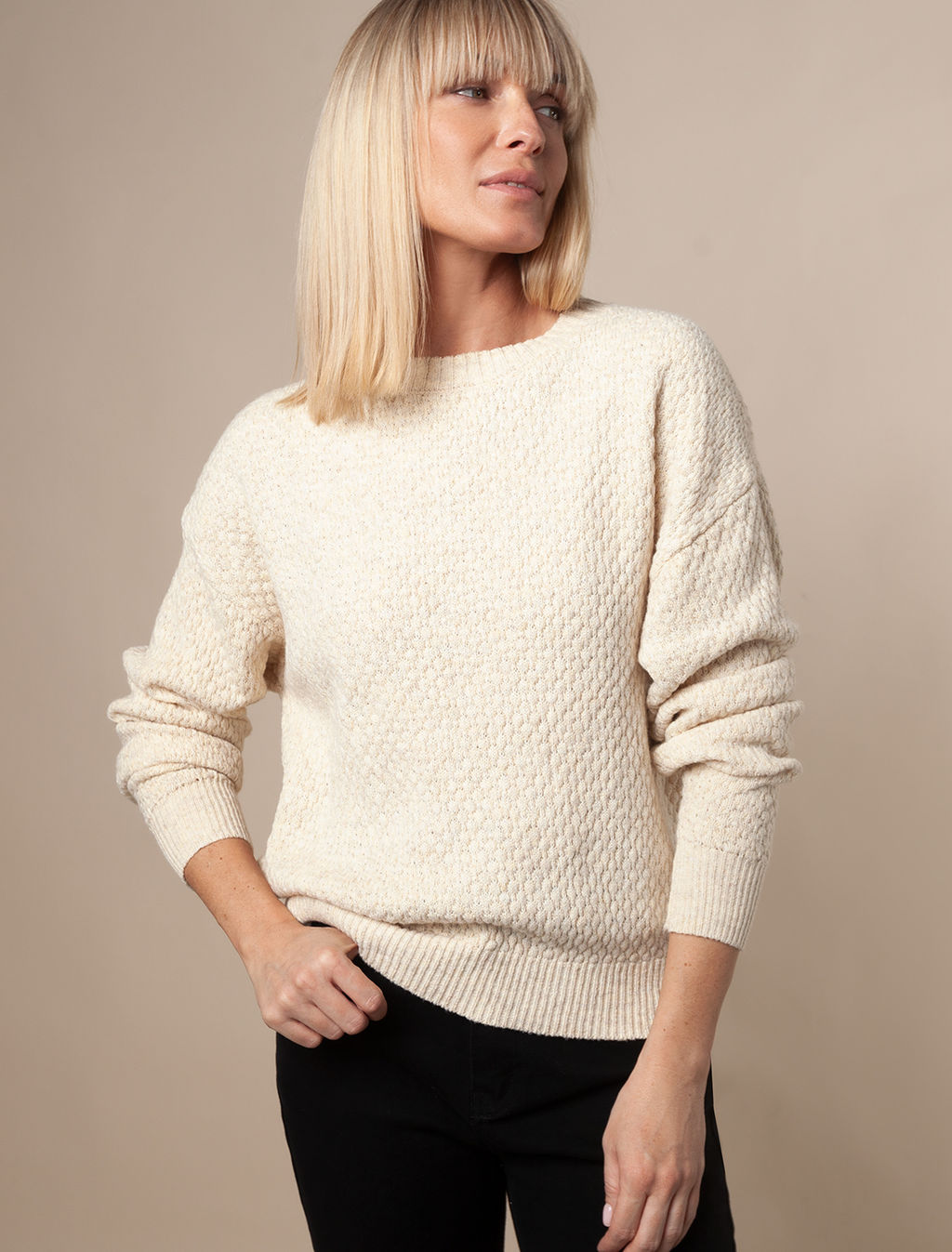 VILATTE / Укороченный джемпер фактурной вязки с шерстью  фото 4