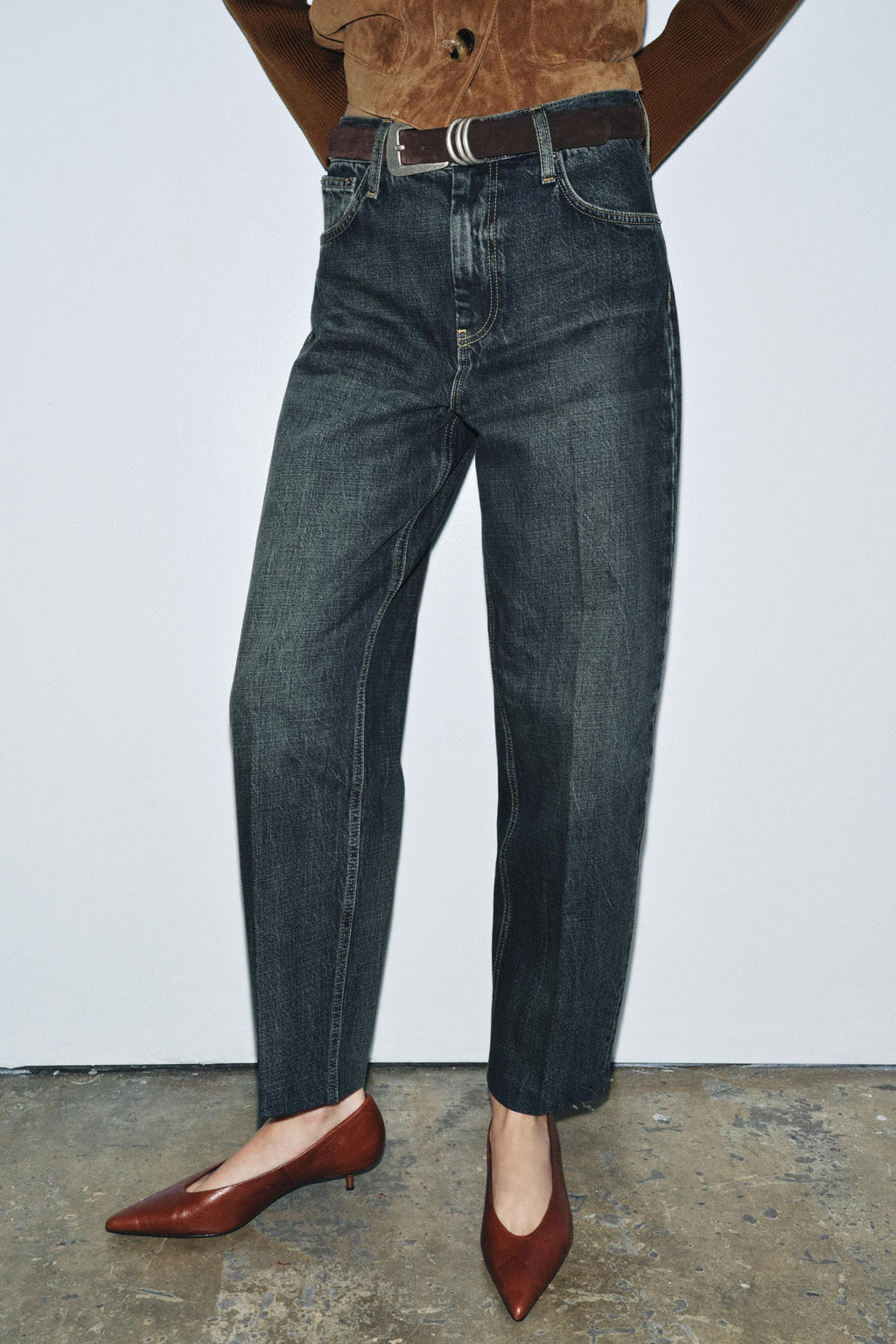 ZW COLLECTION MID-WAIST JEANS - Zara фото 6