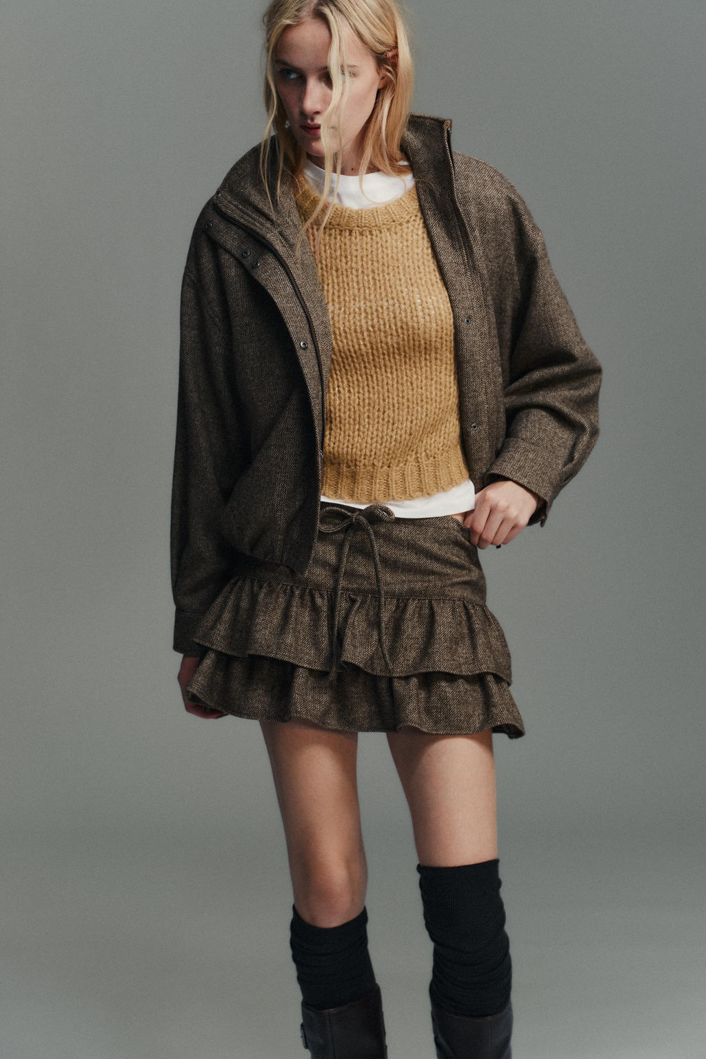 HERRINGBONE WOOL BLEND JACKET - Zara фото 2