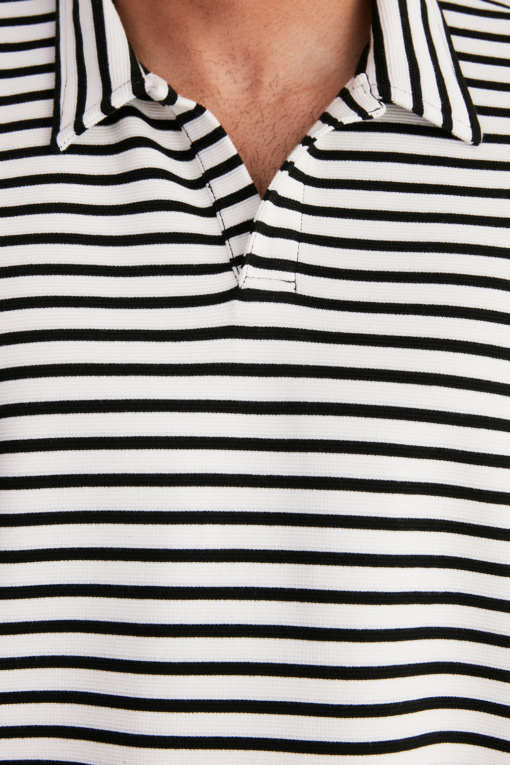 TRENDYOL MAN Ekru Oversize/Genis Kesim Limited Edition Cizgili Dokulu Polo Yaka T-shirt TMNSS24PO00021 - Trendyolmilla фото 5