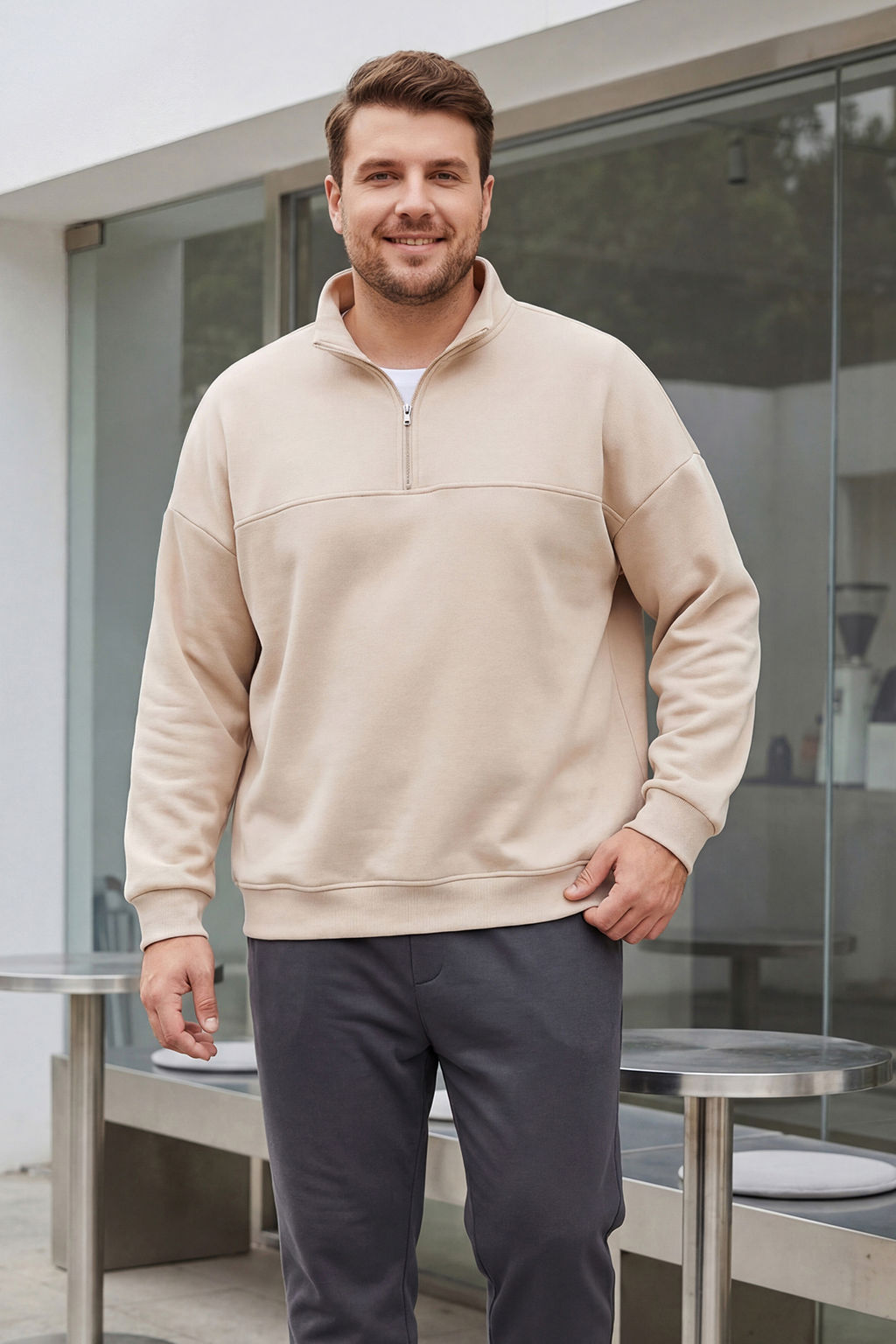 TRENDYOL MAN Buyuk Beden Siyah Oversize/Genis Kesim Fermuarl? Sweatshirt TMNAW25AO00028 - Trendyolmilla фото 12
