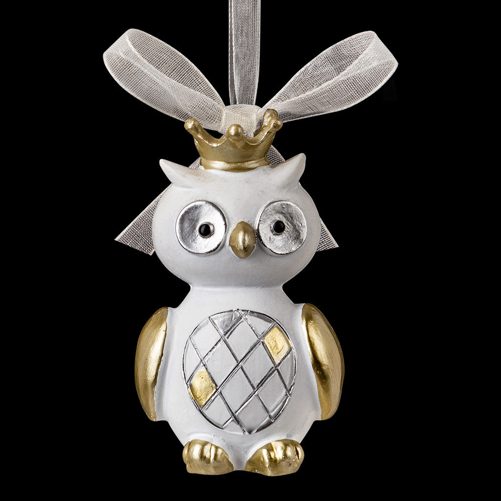 Цена за 12 шт. Украшение ErichKrause Decor Королевская сова золотая 7см