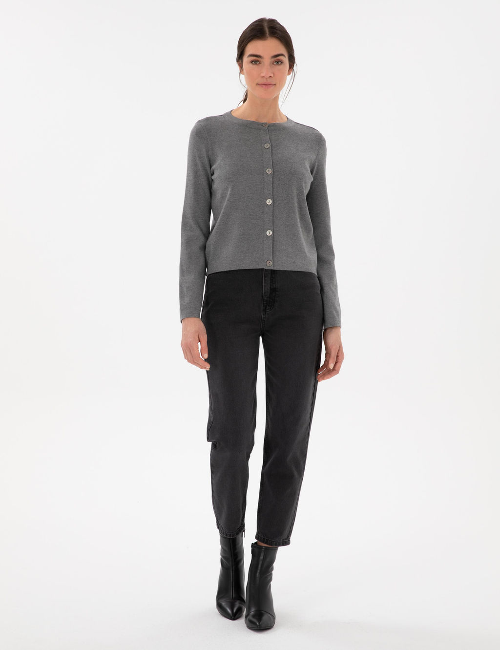 Gri Melanj Slim Fit Triko H_rka