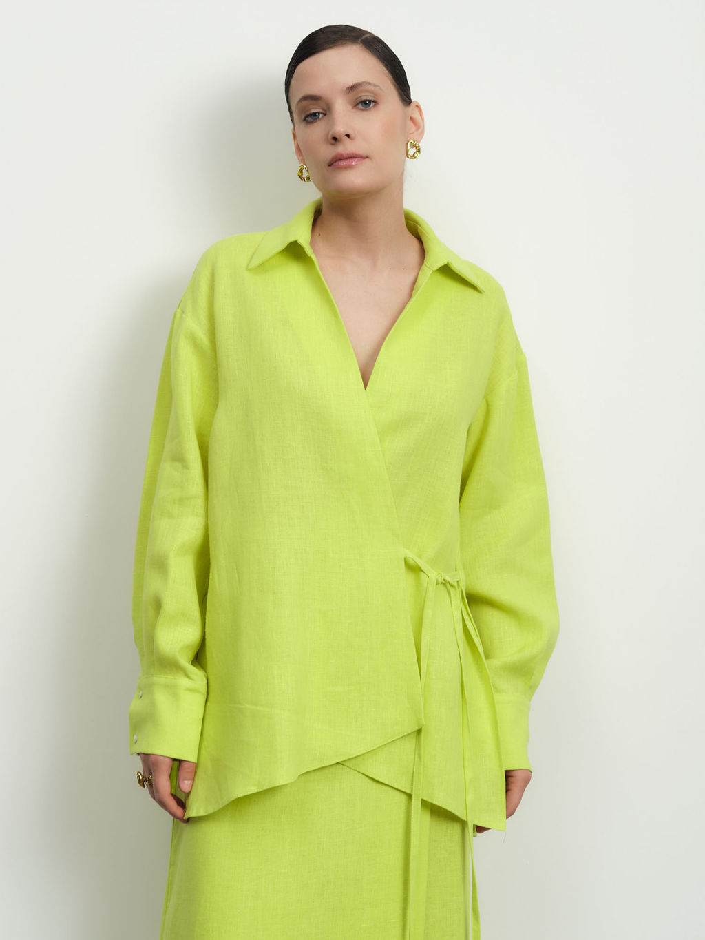 Рубашка льняная 80990 лайм