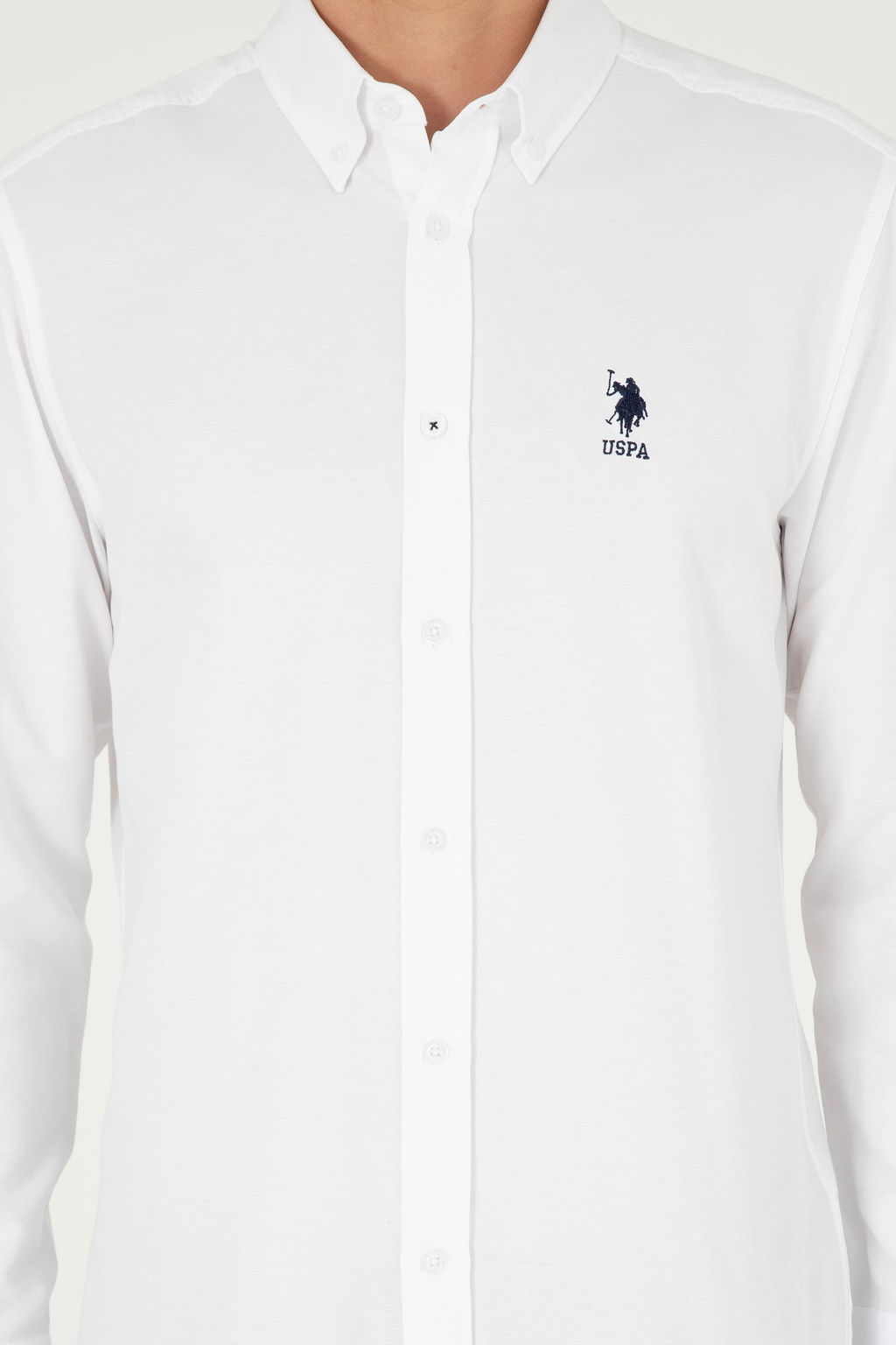 Мужская белая базовая рубашка с длинным рукавом - U.s. polo assn фото 6