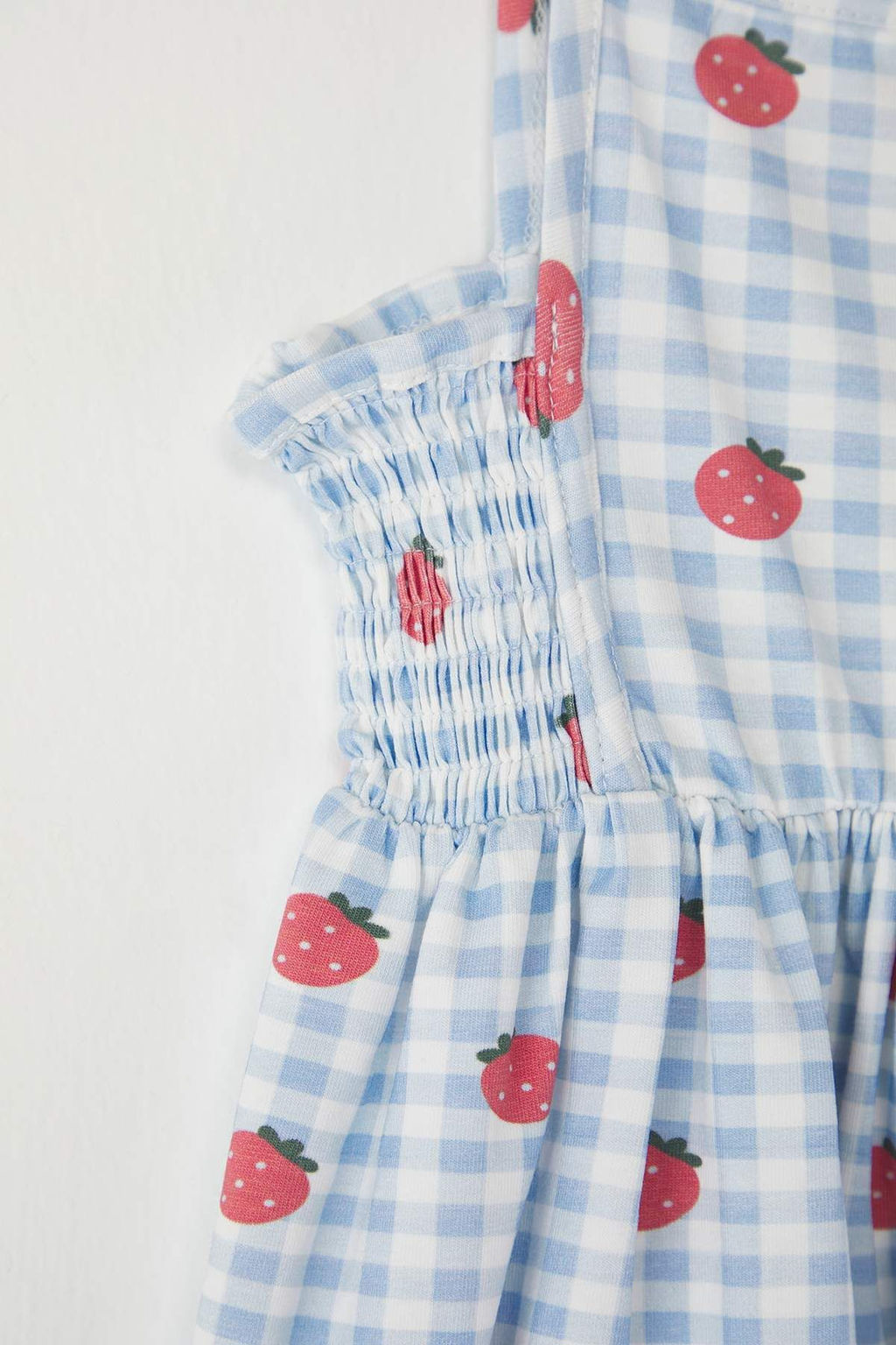 Mavi Pamuklu Cilek Bask?l? Ask?l? K?sa Bayraml?k K?z Cocuk Orme Elbise TKDSS25EL00079 - Trendyolmilla фото 2