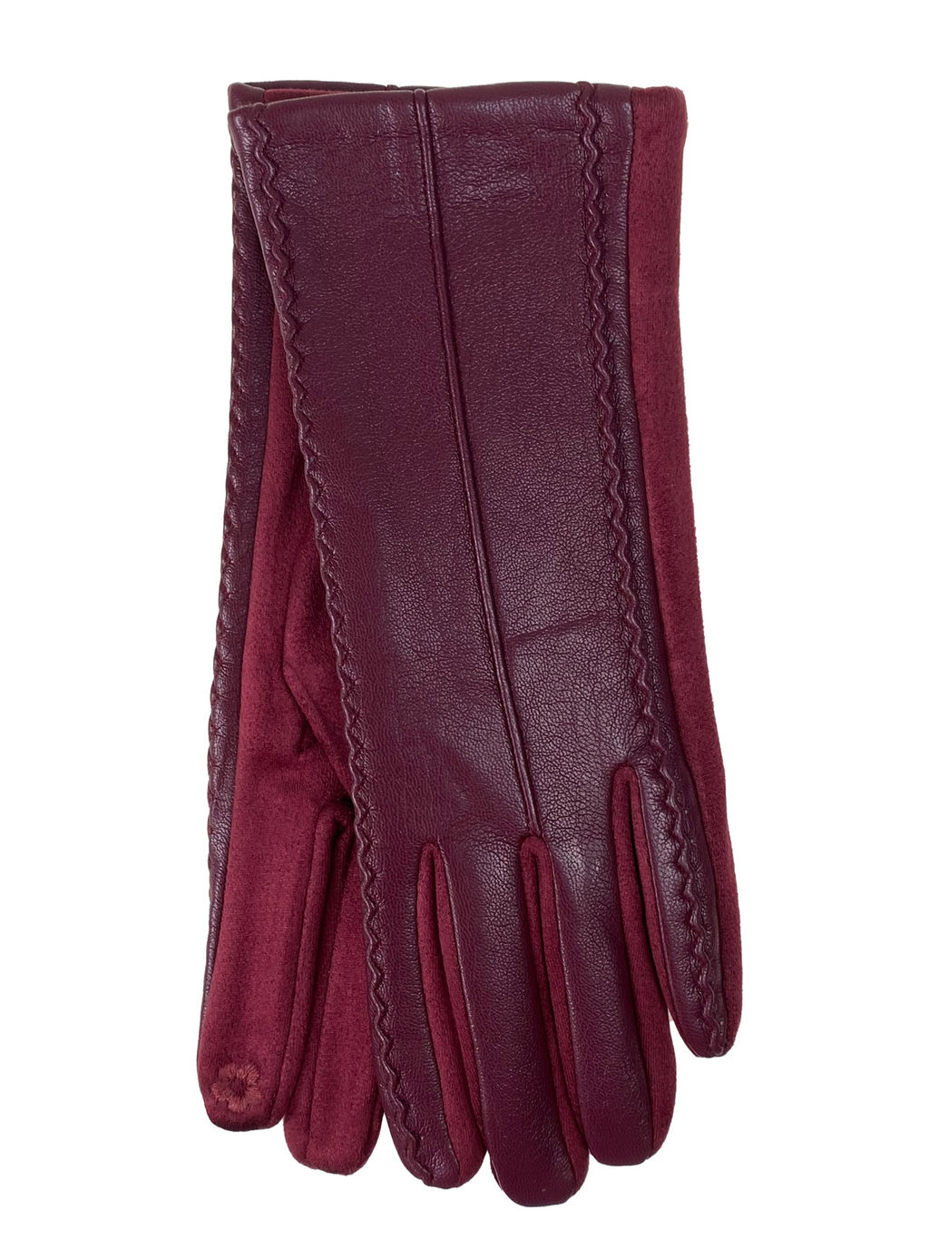 Элегантные женские перчатки из кожи и велюра, цвет шоколад - Greta фото 11