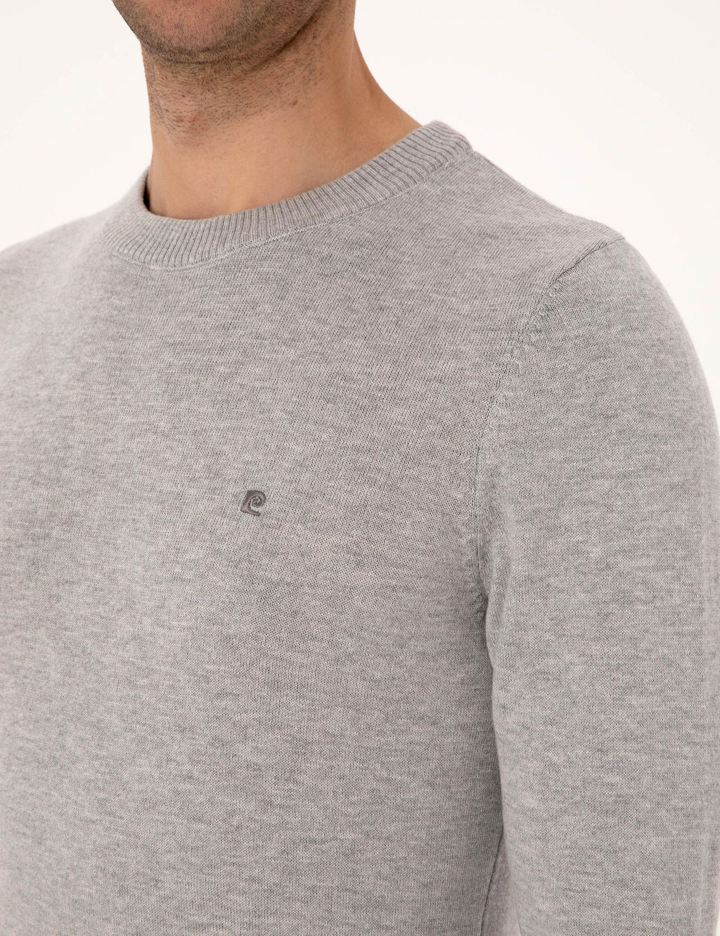 A__k Gri Melanj Slim Fit Bisiklet Yaka Basic Triko Kazak - Pierre cardin фото 7