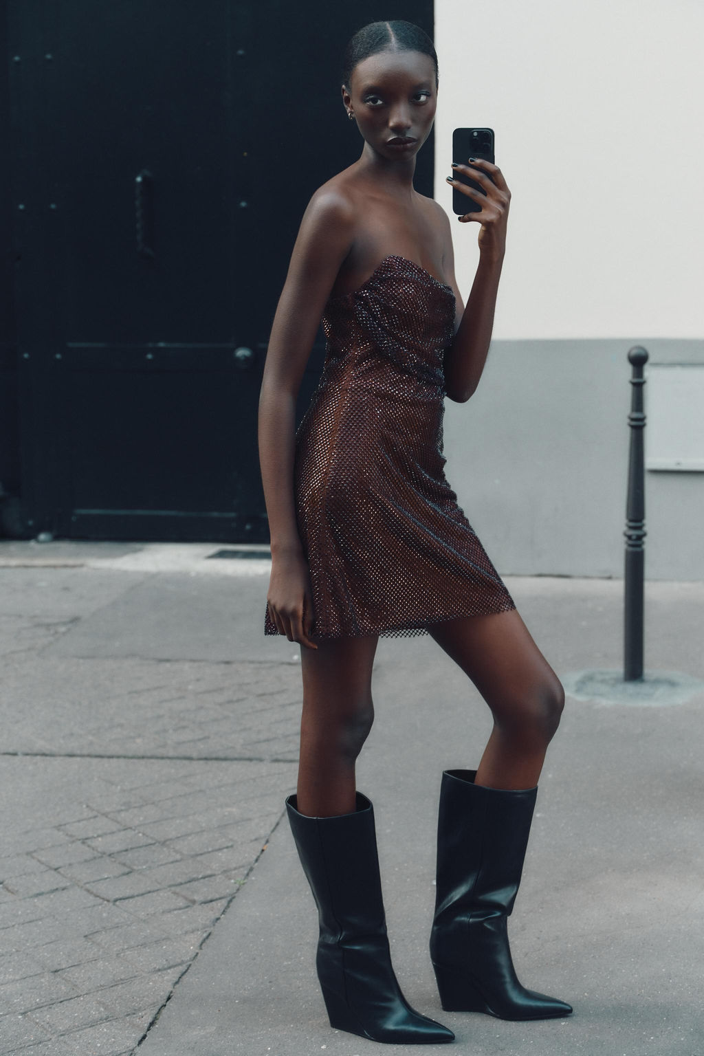 RED STRAPLESS SEQUIN DRESS - Zara фото 4