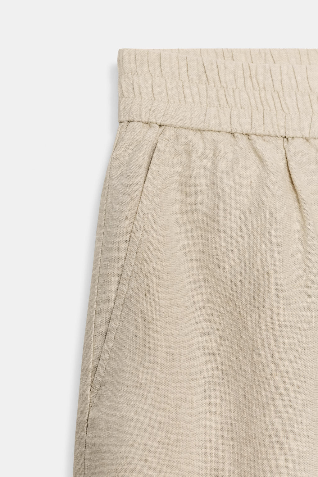 BERMUDA CON LINO CINTURA EL?STICA / Beige claro - Zara фото 5