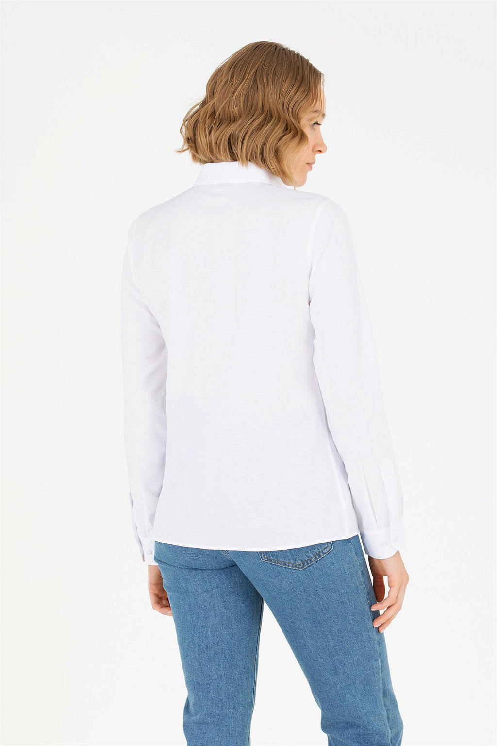 Женская белая базовая рубашка с длинным рукавом - U.s. polo assn фото 5