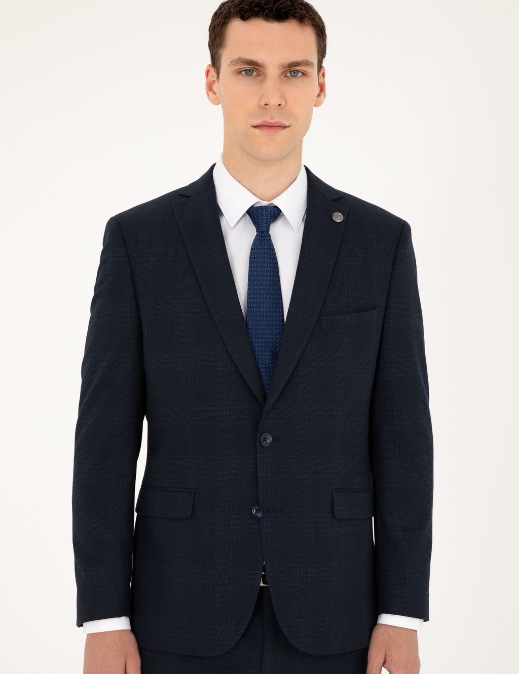 Lacivert Slim Fit Tak_m Elbise