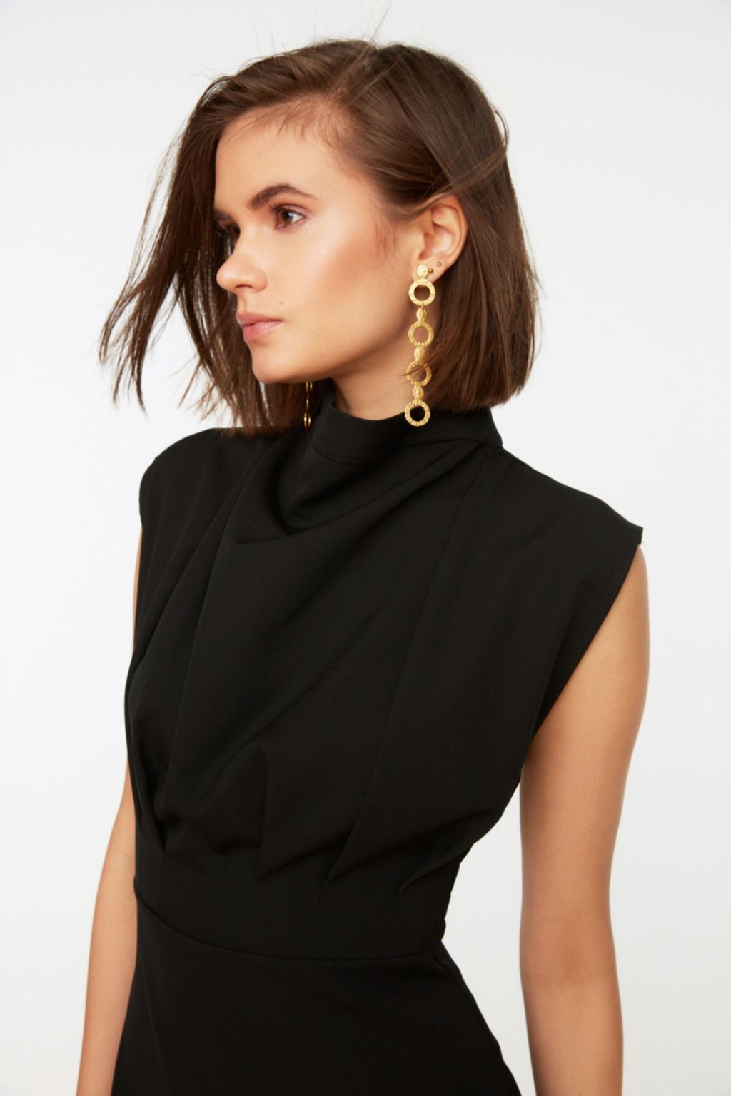 TRENDYOLMILLA Bordo Vucuda Oturan Dik Yaka Midi Kalem Etek Dokuma Elbise TWOAW20EL0311  фото 45