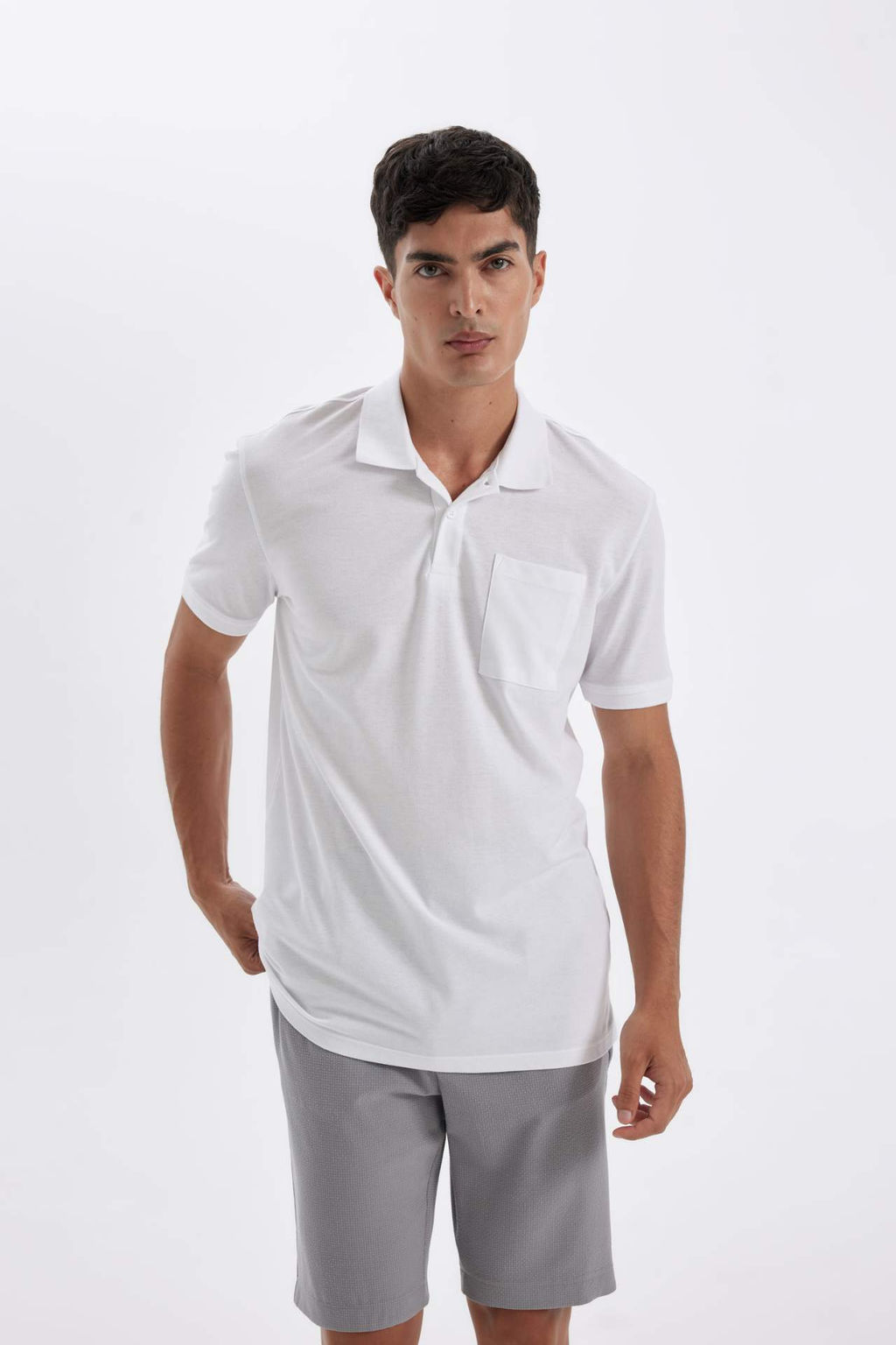 New Regular Fit K?sa Kollu Pike Basic Duz Polo Tisort - Defacto фото 12