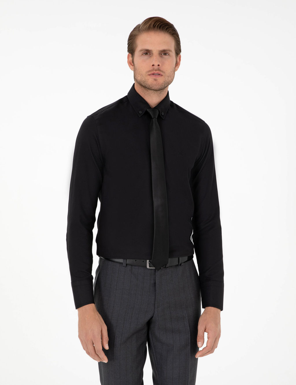 Siyah Slim Fit Uzun Kollu G_mlek