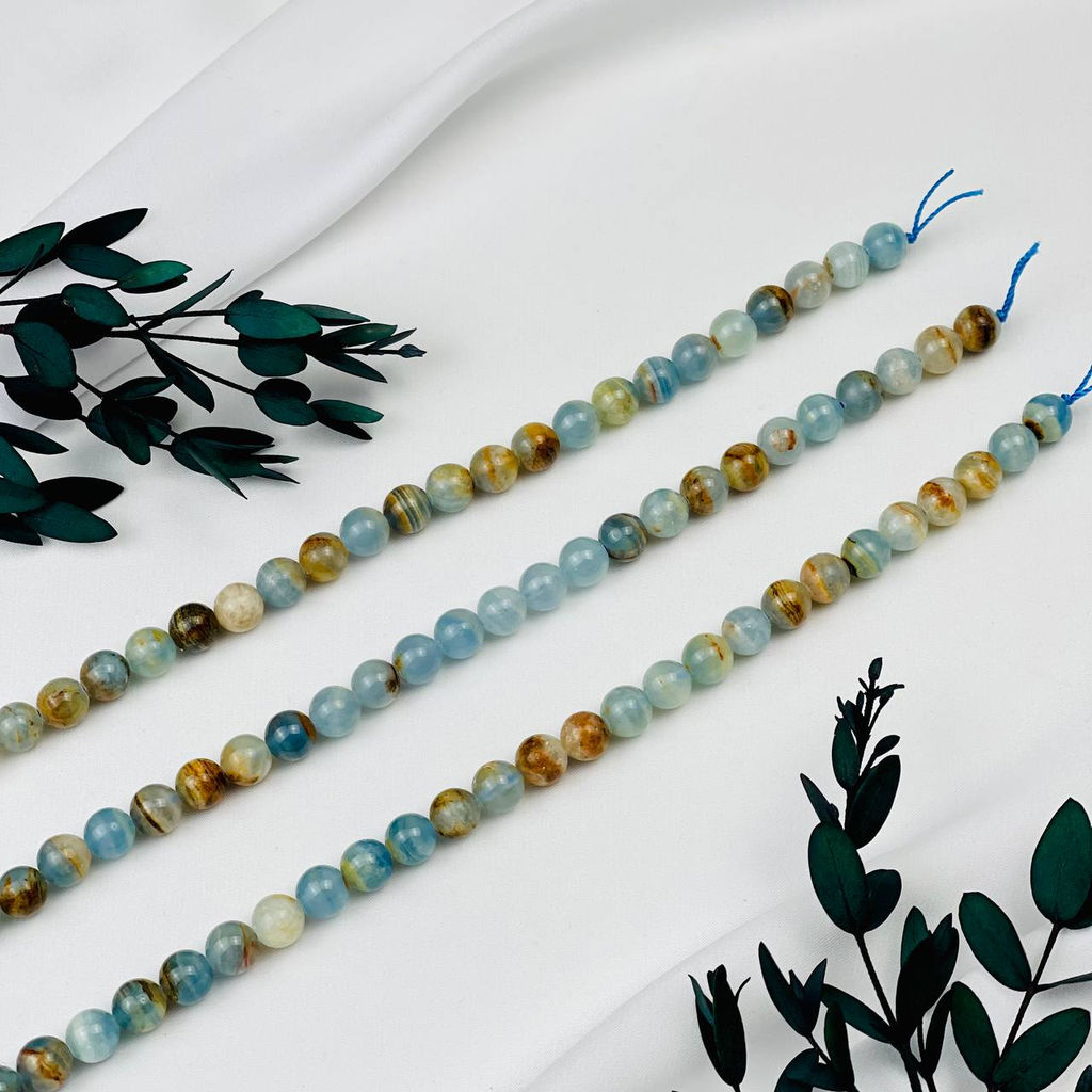 Бусины для украшений из голубого карибского Кальцита (50 бусин)