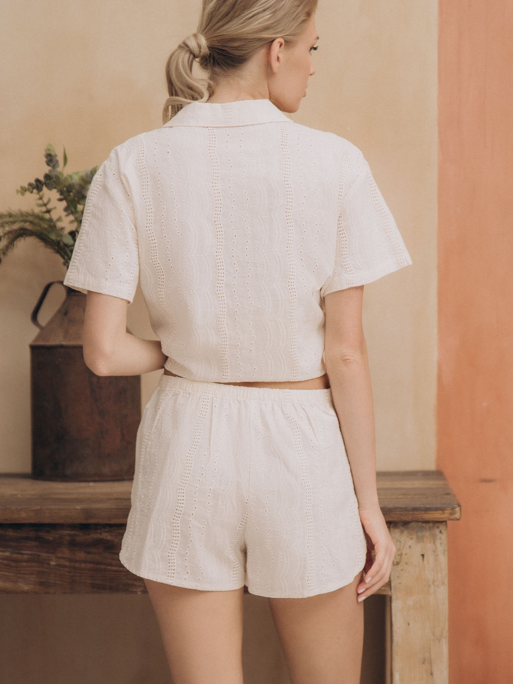 Пижама домашняя женская Indefini 5044TBD молочный хлопок  фото 24