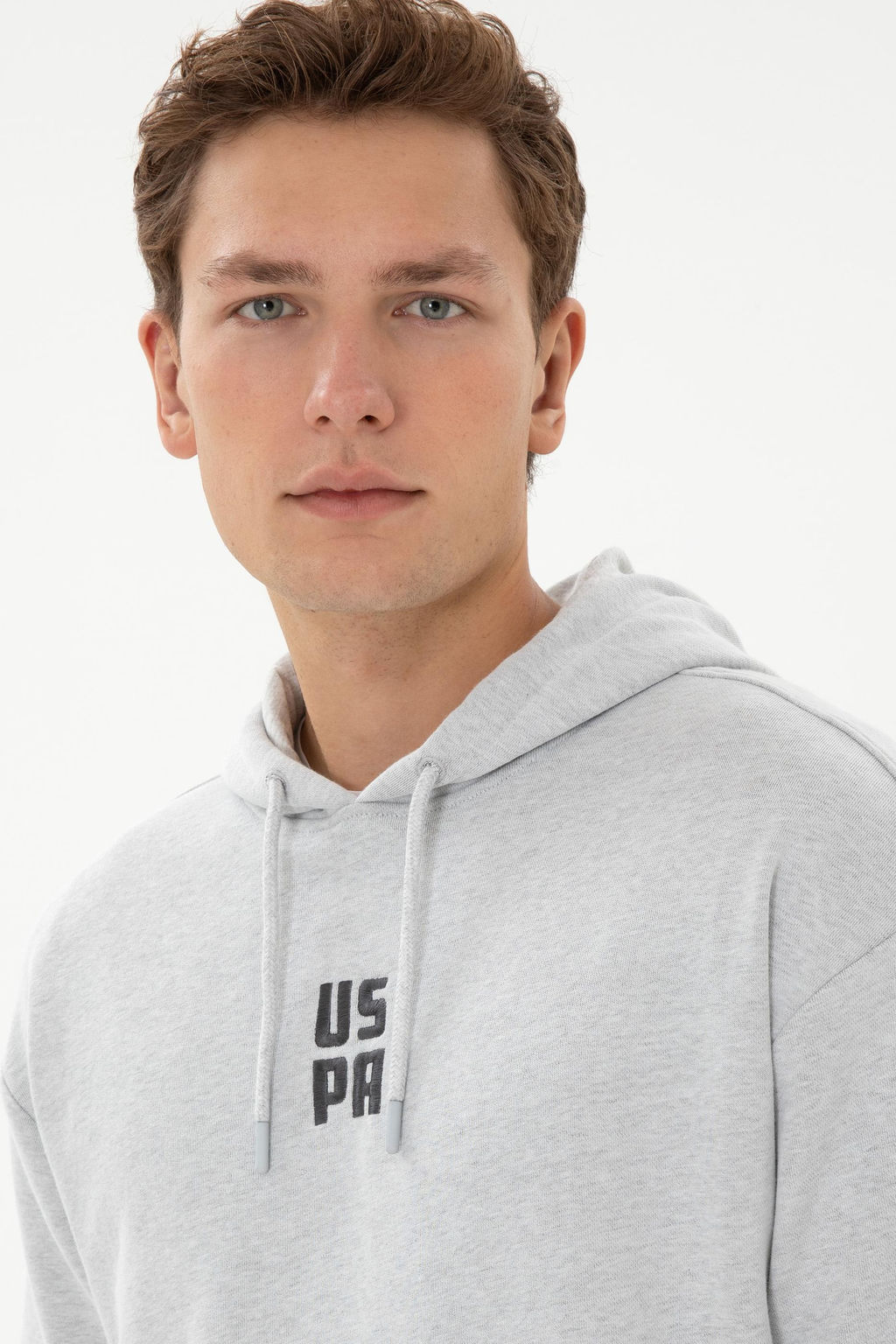 Erkek Comfort Fit Kap__onlu K_sa Kollu Gri Melanj Sweatshirt - U.s. polo assn фото 2