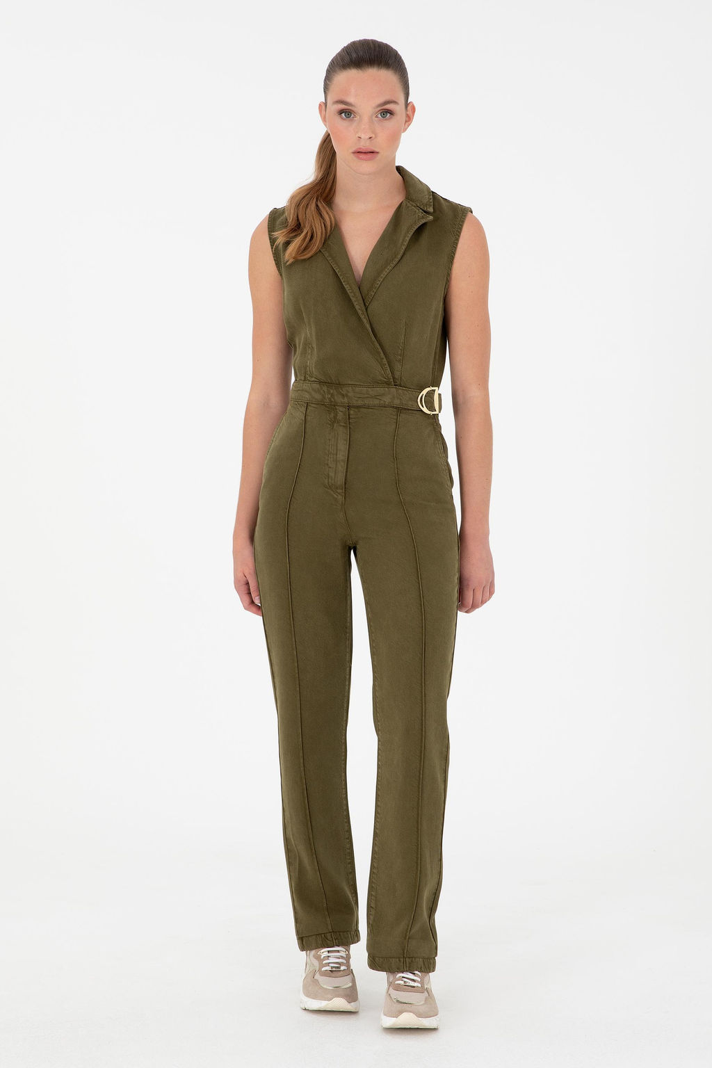 Женский джинсовый комбинезон цвета хаки Неожиданная скидка в корзине - U.s. polo assn фото 3