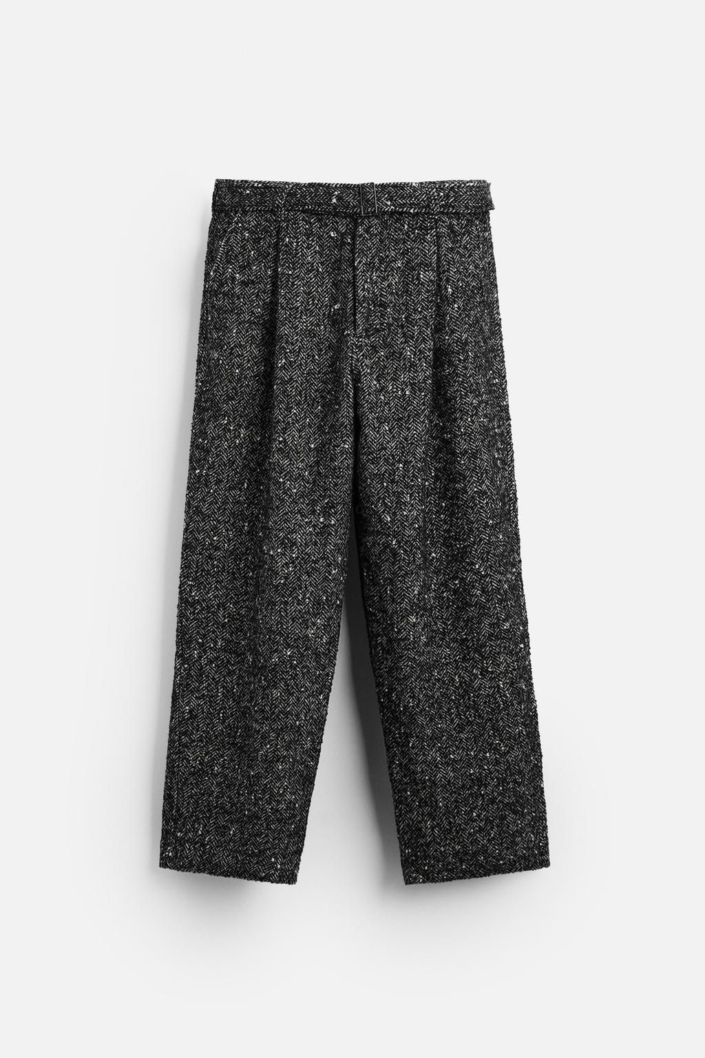 HERRINGBONE WIDE-LEG TROUSERS - Zara фото 6
