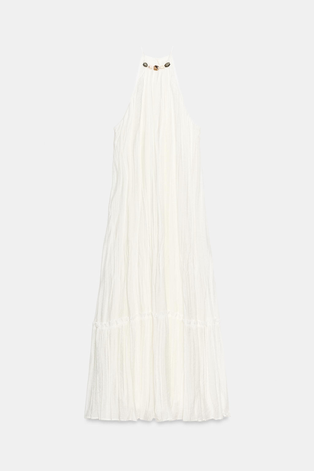 VESTIDO MIDI EFECTO ARRUGADO ABALORIOS / Crudo - Zara фото 9