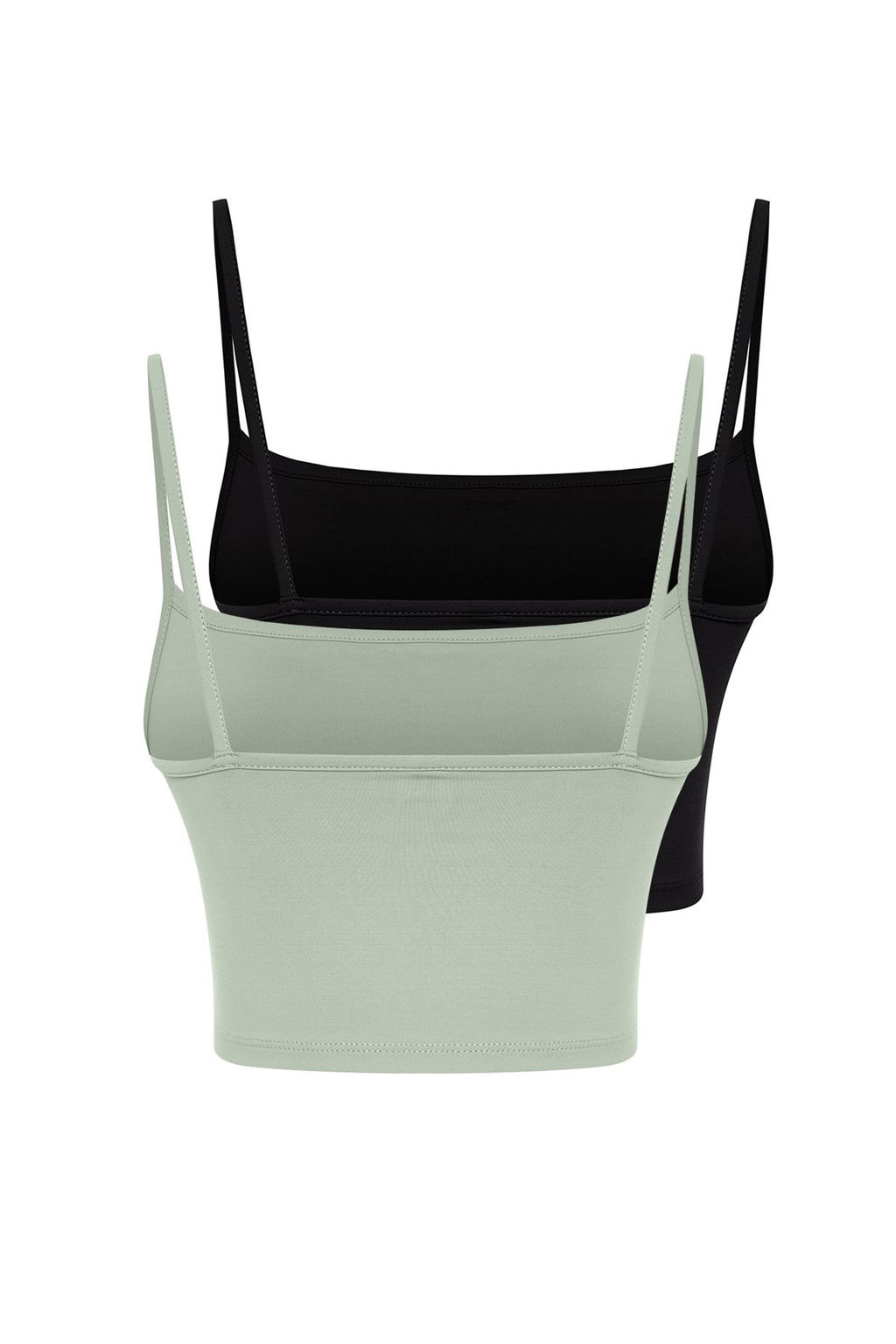 Siyah-Yesil 2li Paket Poliamid Icerikli Ask?l? Crop Fitted Esnek Orme Atlet TWOSS24AL00053