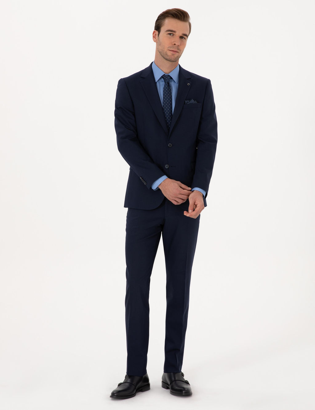 Lacivert Slim Fit Tak_m Elbise