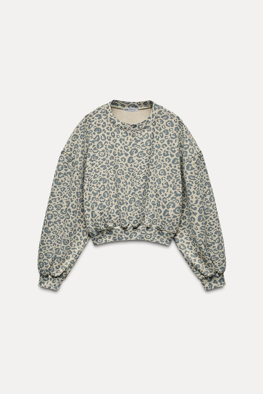 WASHED-EFFECT ANIMAL PRINT SWEATSHIRT - Zara фото 7