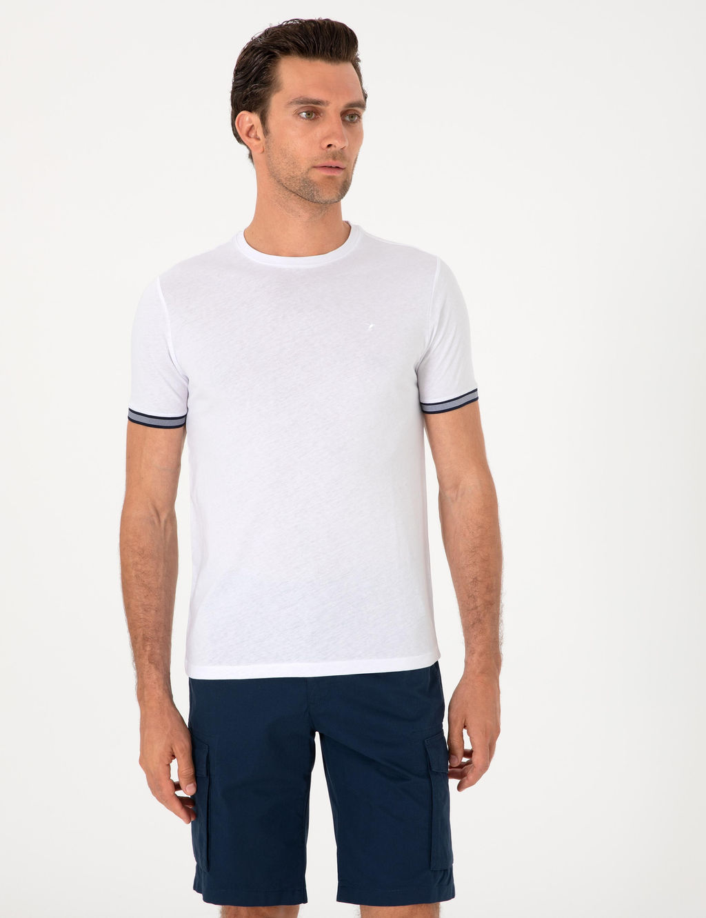 Beyaz Regular Fit %100 Pamuk Bisiklet Yaka T-shirt - Cacharel фото 3