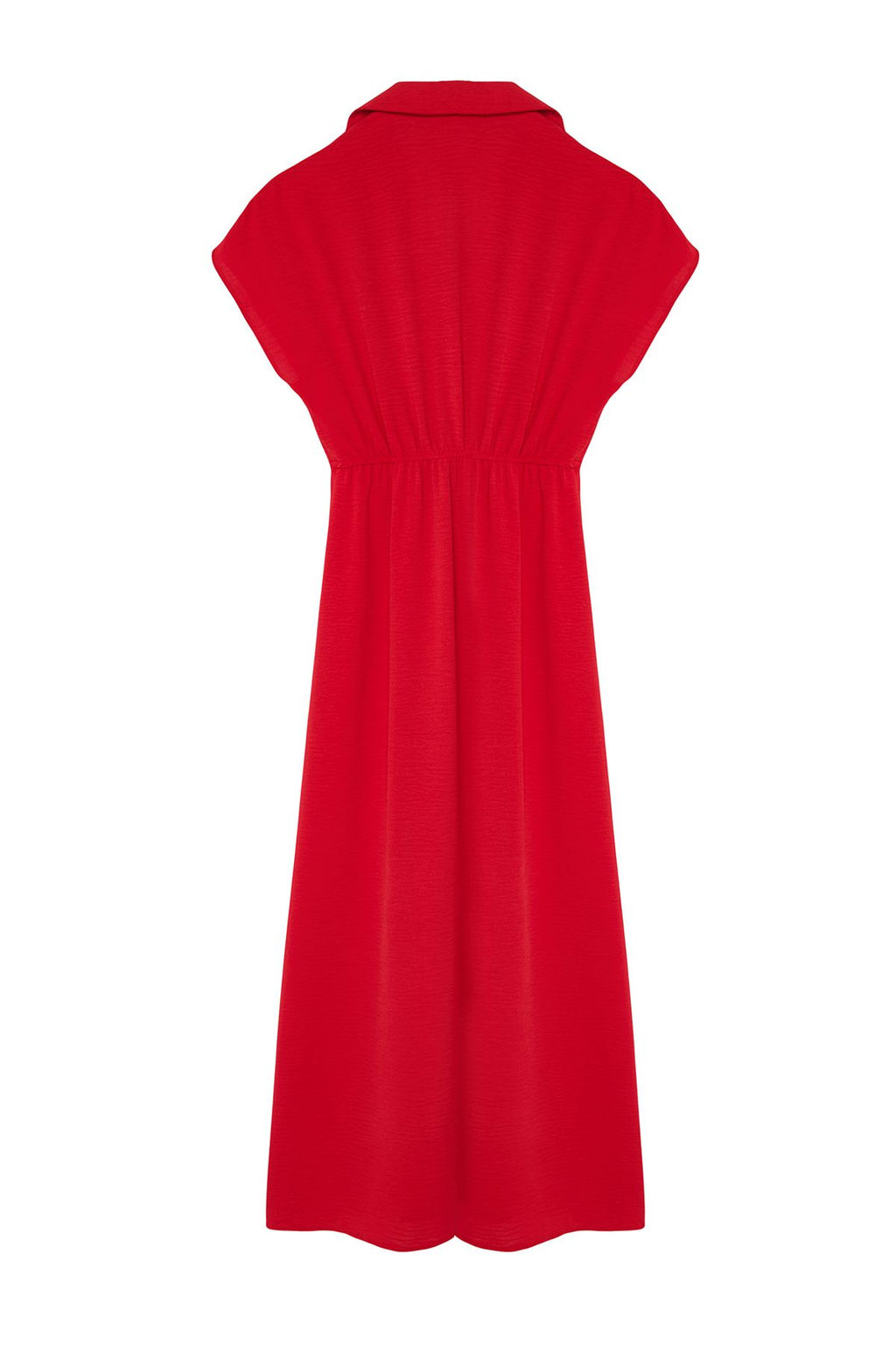 K?rm?z? Duz A Kesim Kruvaze Yaka Aerobin Midi Dokuma Elbise TWOSS24EL00599