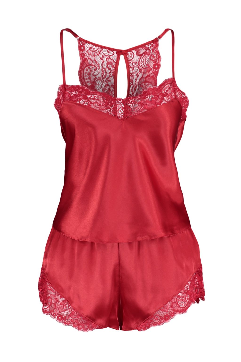 Trendyolmilla Siyah Dantelli Ip Ask?l? Saten Sortlu Dokuma Pijama Tak?m? THMSS22PT0269  фото 17