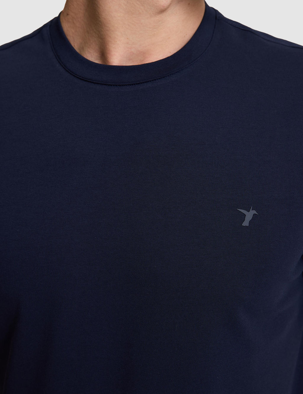 Lacivert Slim Fit Pamuk Kar___ml_ Bisiklet Yaka Basic T-shirt