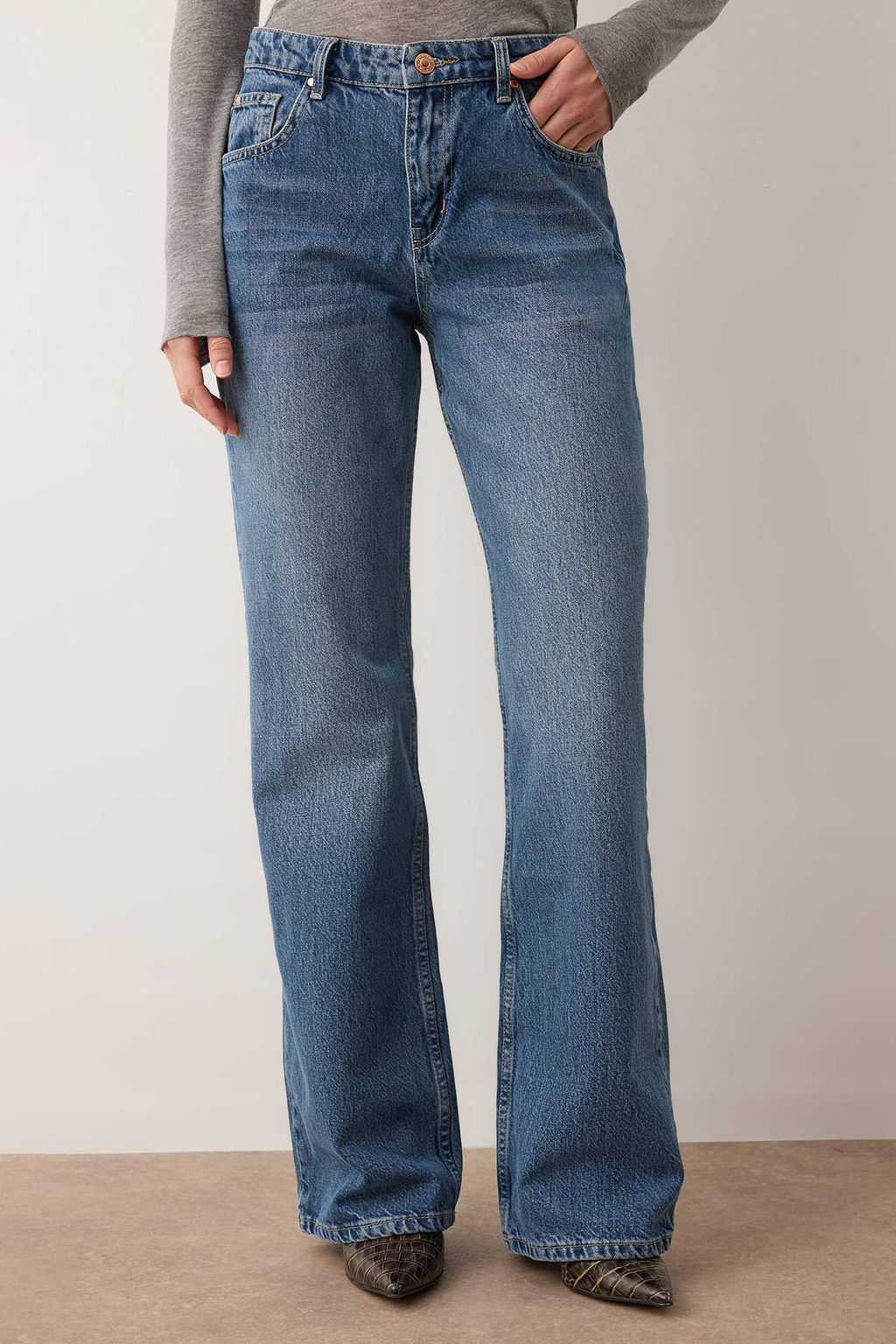 Teen Antrasit Normal Bel Genis Paca Wide Leg Jeans TWOAW26JE00078 - Trendyolmilla фото 9