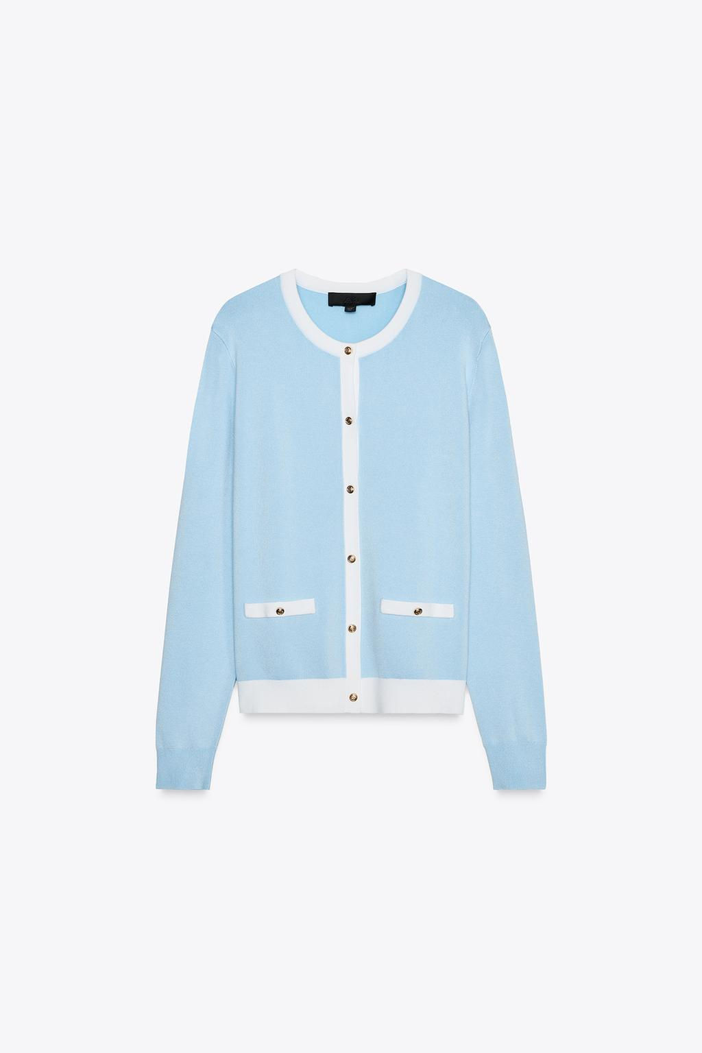 CONTRAST TRIM KNIT CARDIGAN - Zara фото 6
