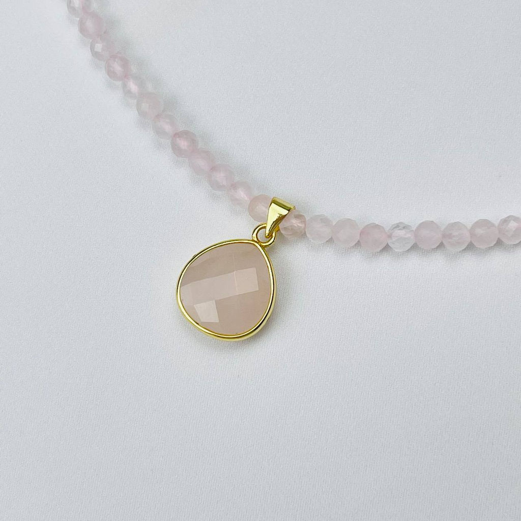 Бусы из Розового кварца с кулоном 42 см +