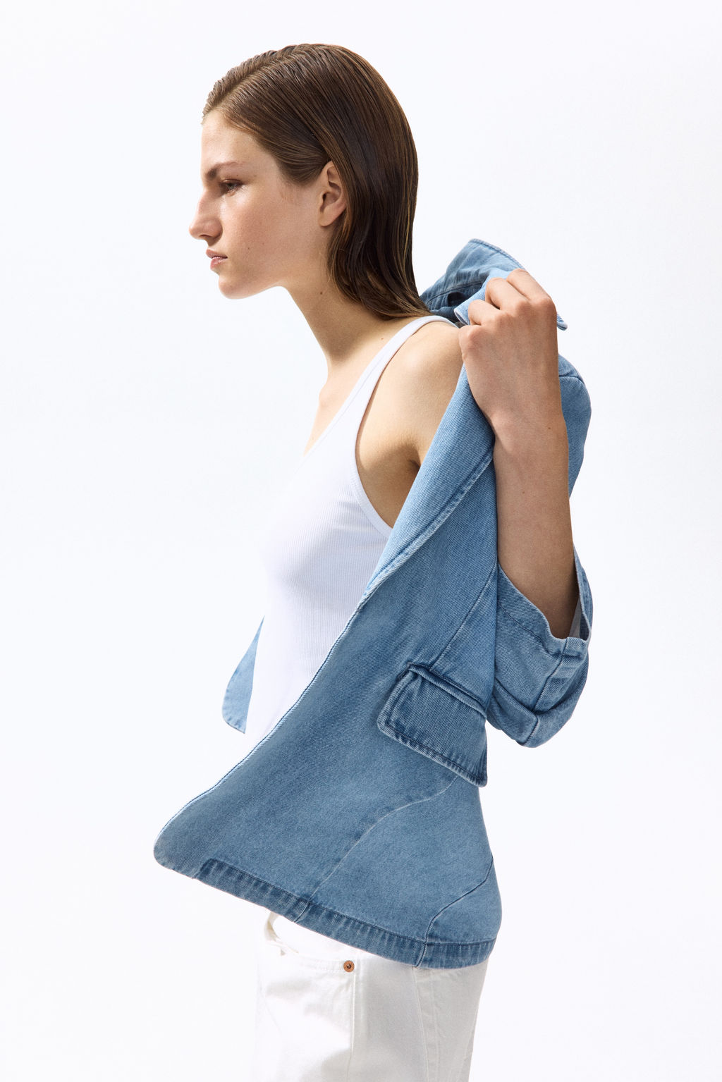 Americana denim con manga recogida - H&m фото 6