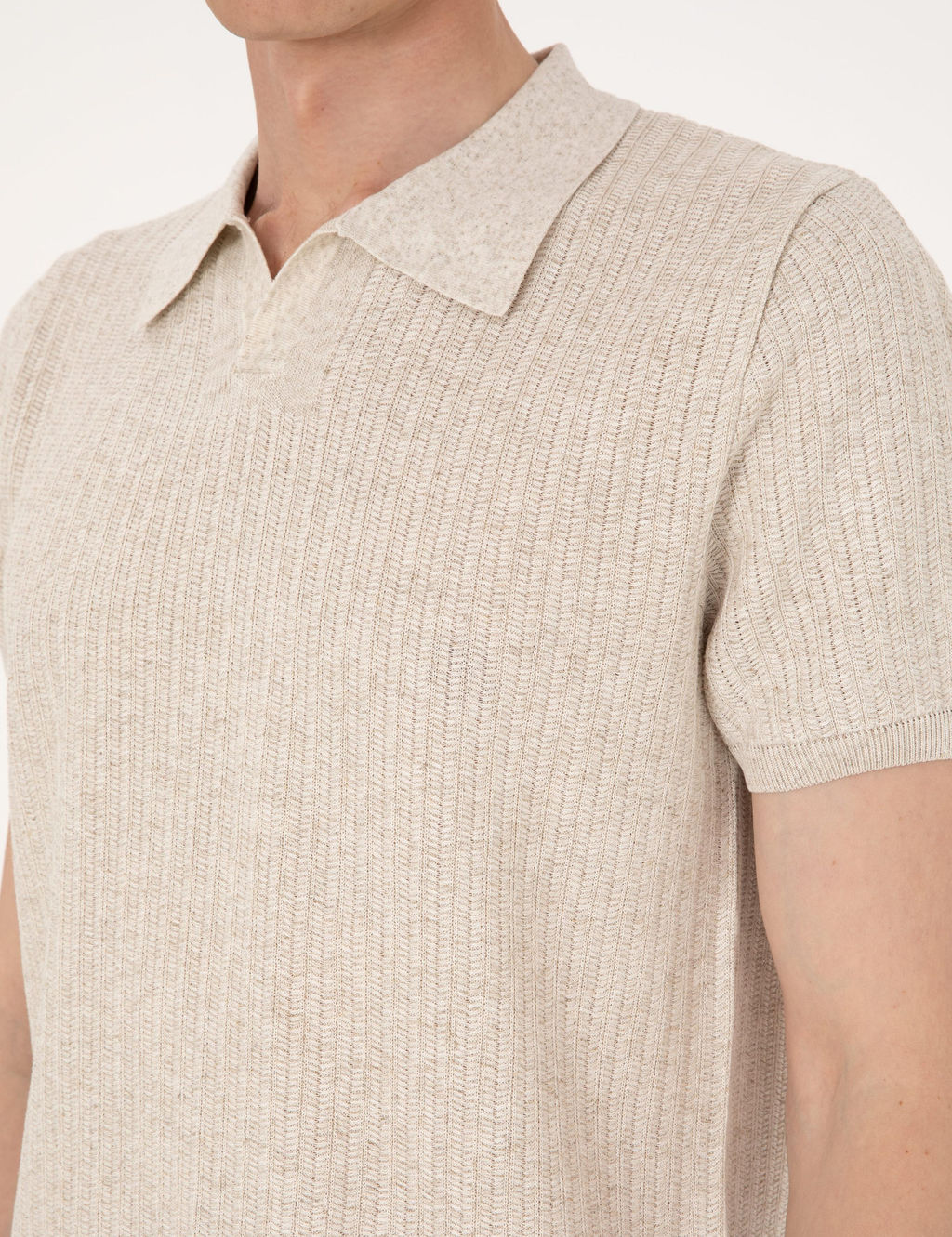 Bej Slim Fit Polo Yaka Triko Ti__rt - Pierre cardin фото 7