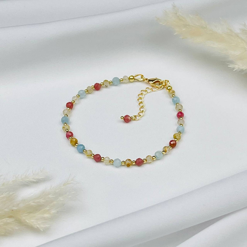 Браслет для Весов из Аквамарина,Рутилового кварца и Родонита - Радуга самоцветов фото 2
